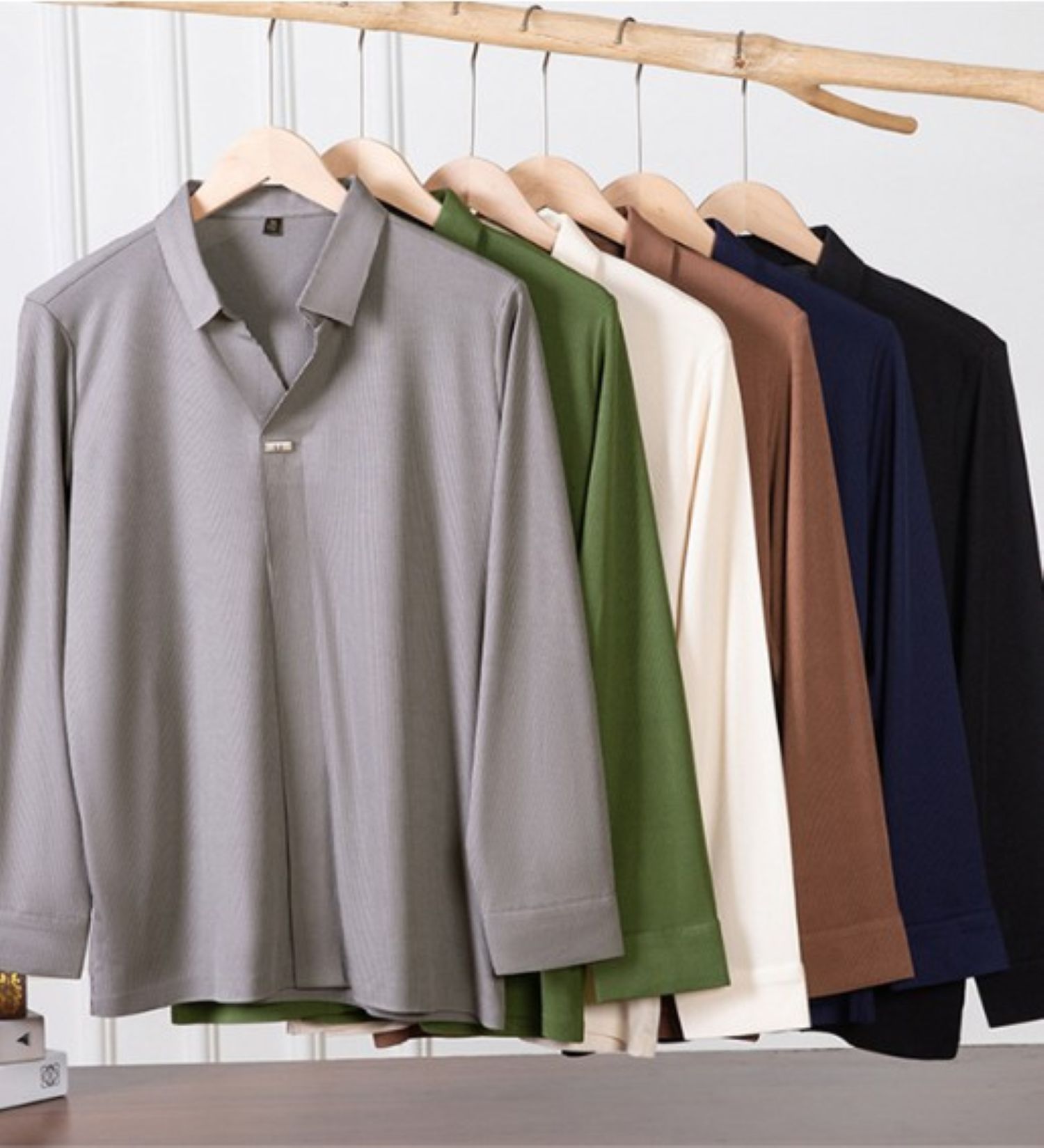 50代メンズファッション トップス シンプル【長袖カジュアルポロシャツ】