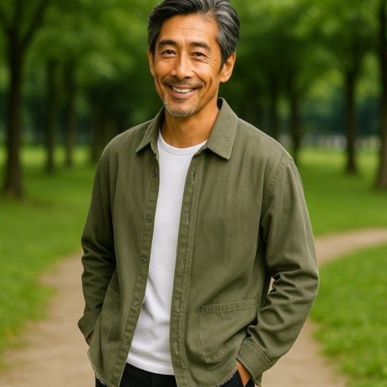 50代メンズファッション 【古着風シャツジャケット】