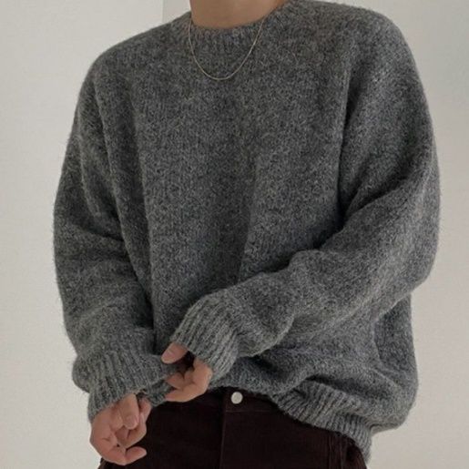 50代メンズファッション トップス シンプルリブ【編みゆったりセーター】