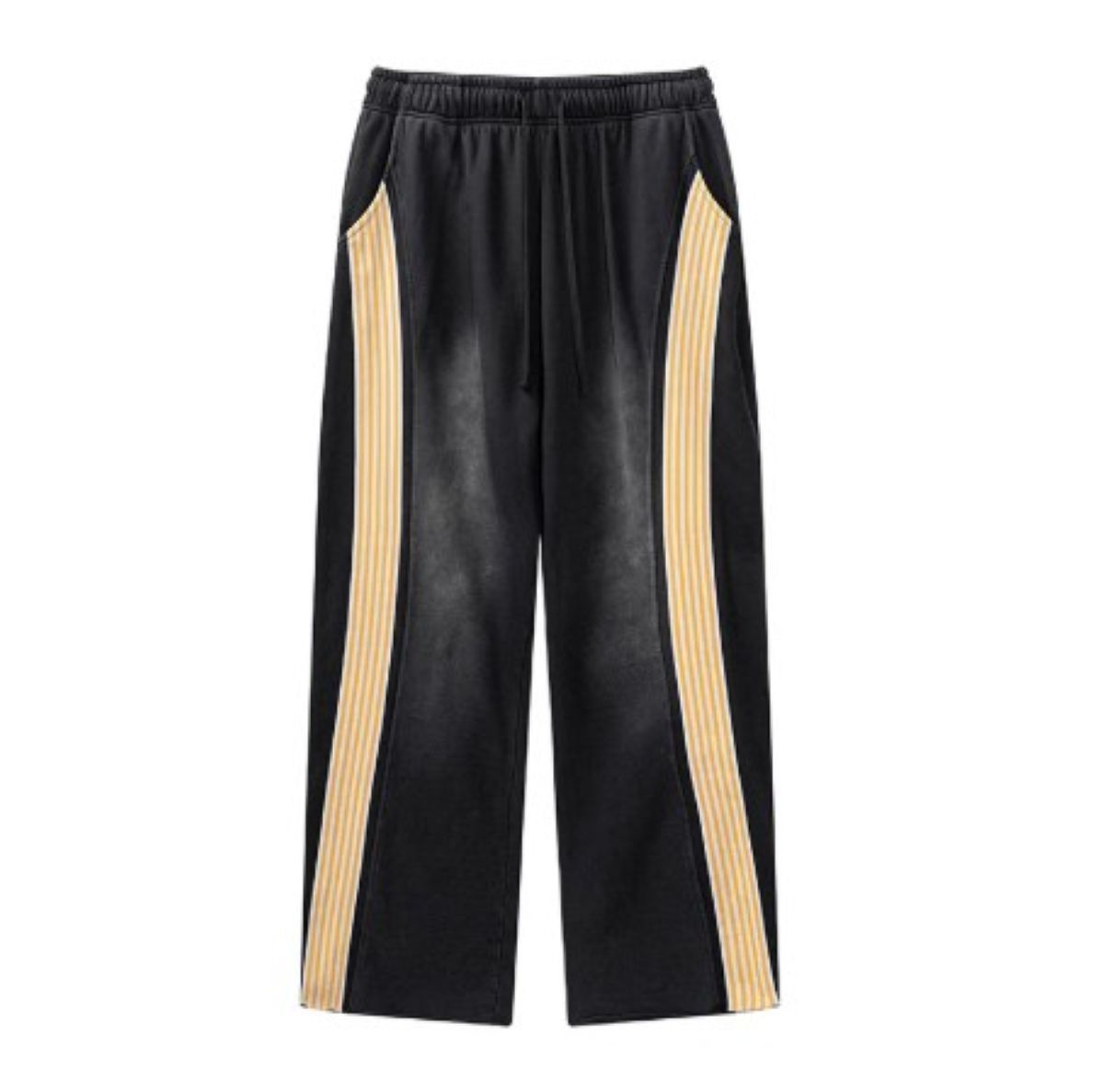 50代メンズファッション パンツ/ズボン ストライプライン入り 【ロング丈ワイドパンツ】