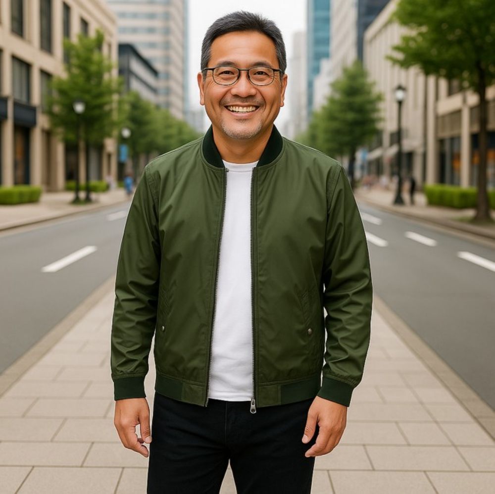 50代メンズファッション アウター　大人のシンプル【軽量ブルゾン】グリーン