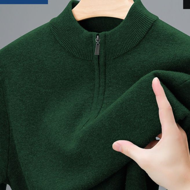 50代メンズファッション ハーフジップ【ニットセーター立ち襟長袖】5カラー
