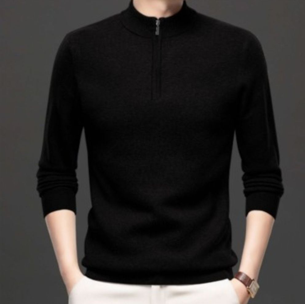 50代メンズファッション ハーフジップ【ニットセーター立ち襟長袖】5カラー