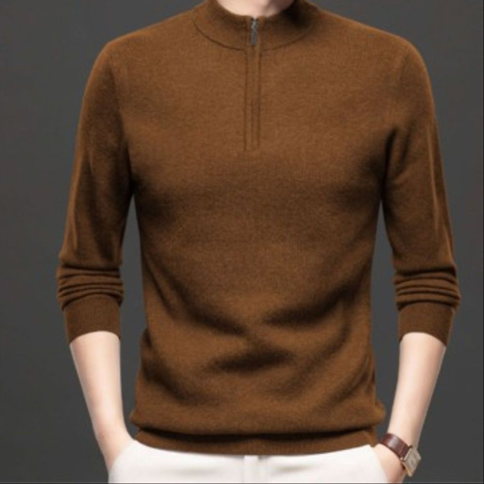 50代メンズファッション ハーフジップ【ニットセーター立ち襟長袖】5カラー