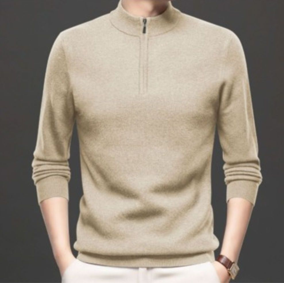 50代メンズファッション ハーフジップ【ニットセーター立ち襟長袖】5カラー