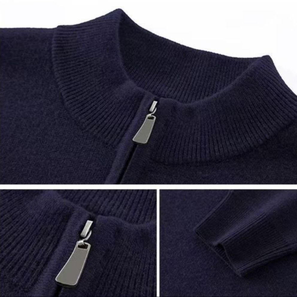 50代メンズファッション ハーフジップ【ニットセーター立ち襟長袖】5カラー