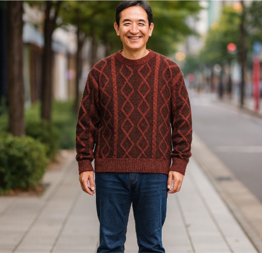 50代メンズファッション　ケーブル編み【ニットセーター長袖トップス】　冬新作全3色