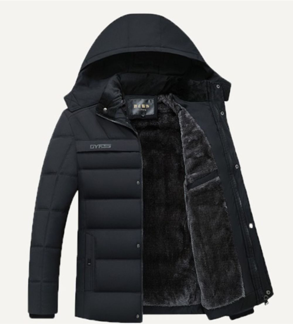 50代メンズファッション 裏ボア付き中綿入り【フード付き防寒コットンジャケット】