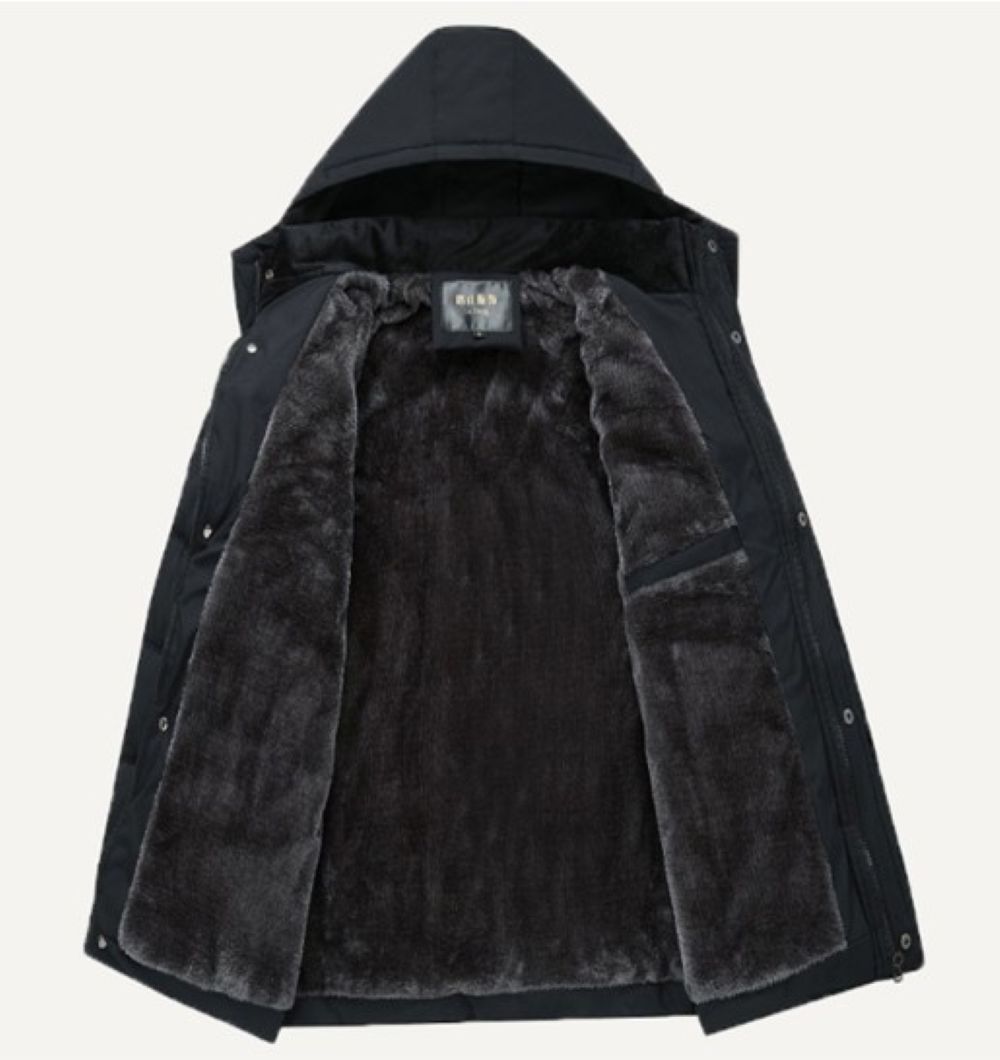 50代メンズファッション 裏ボア付き中綿入り【フード付き防寒コットンジャケット】