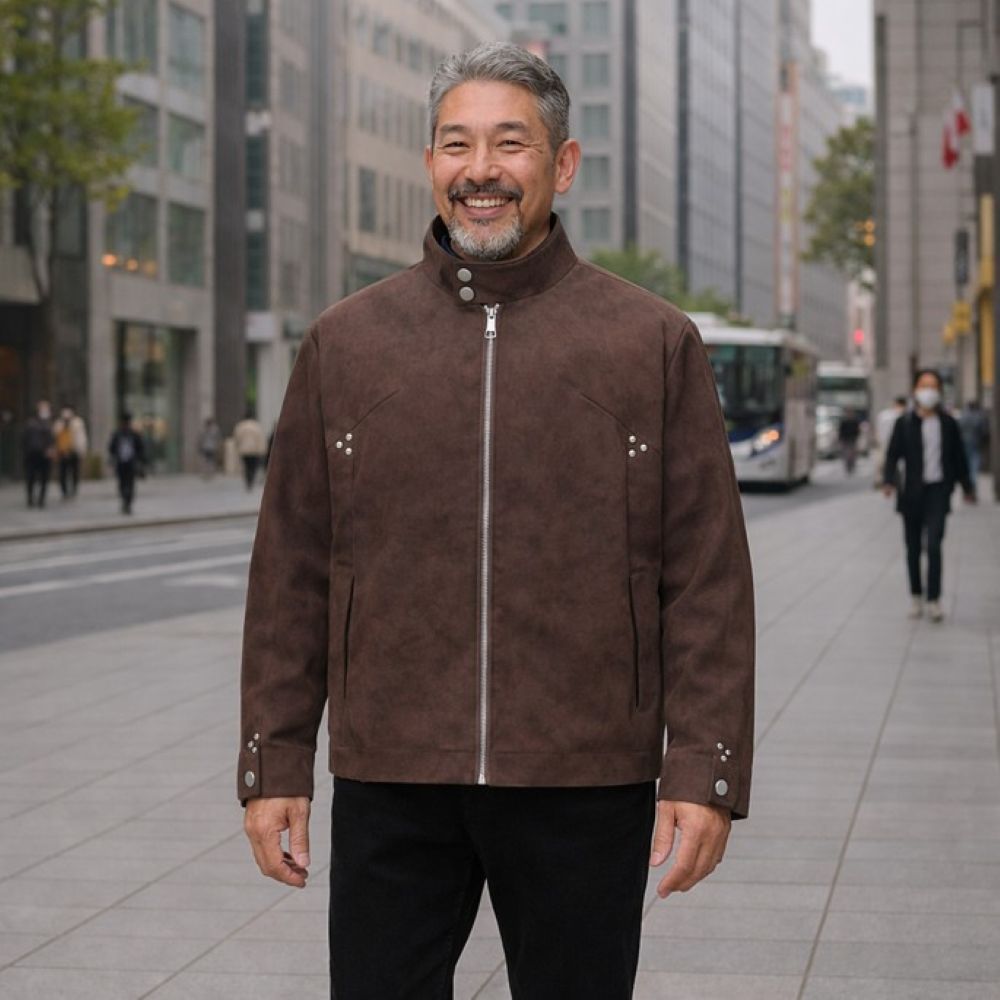 50代メンズファッション 男性用秋冬スエード調復古風アウター全2色展開