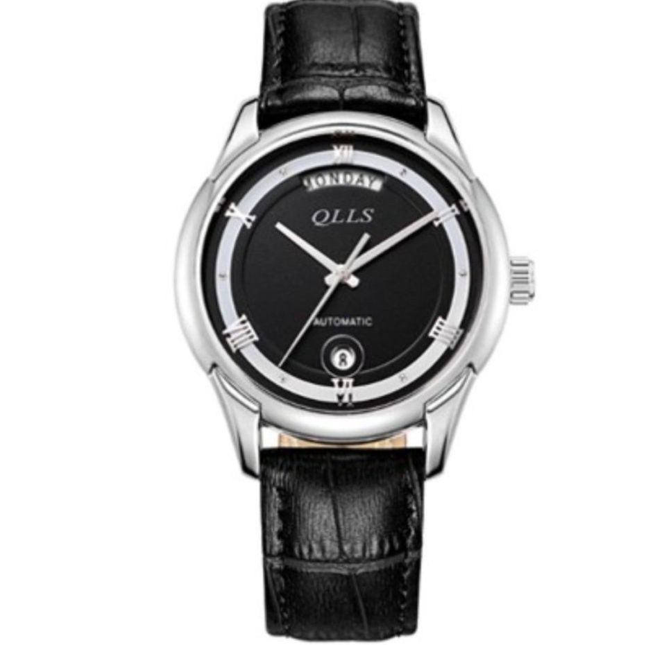 50代メンズファッション 曜日表示付き【自動巻き本革ベルト腕時計】