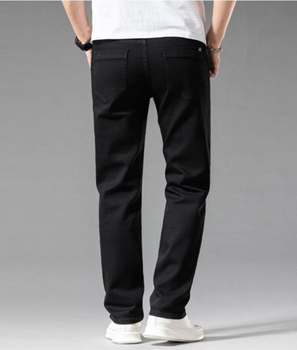 50代メンズファッション 大人のストレートシルエット【美脚長ストレートパンツ】ブラック/ホワイト