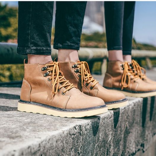 50代メンズファッション 本革レースアップ【厚底ワークブーツ】