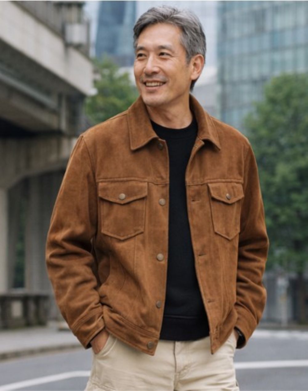 50代メンズファッション 大人の風格漂うヴィンテージスエード【本格レザージャケット】