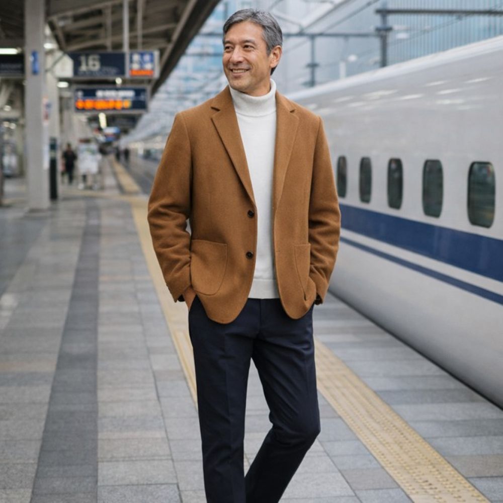 50代メンズファッション 大人の品格漂う【ウール混紡テーラードジャケット】