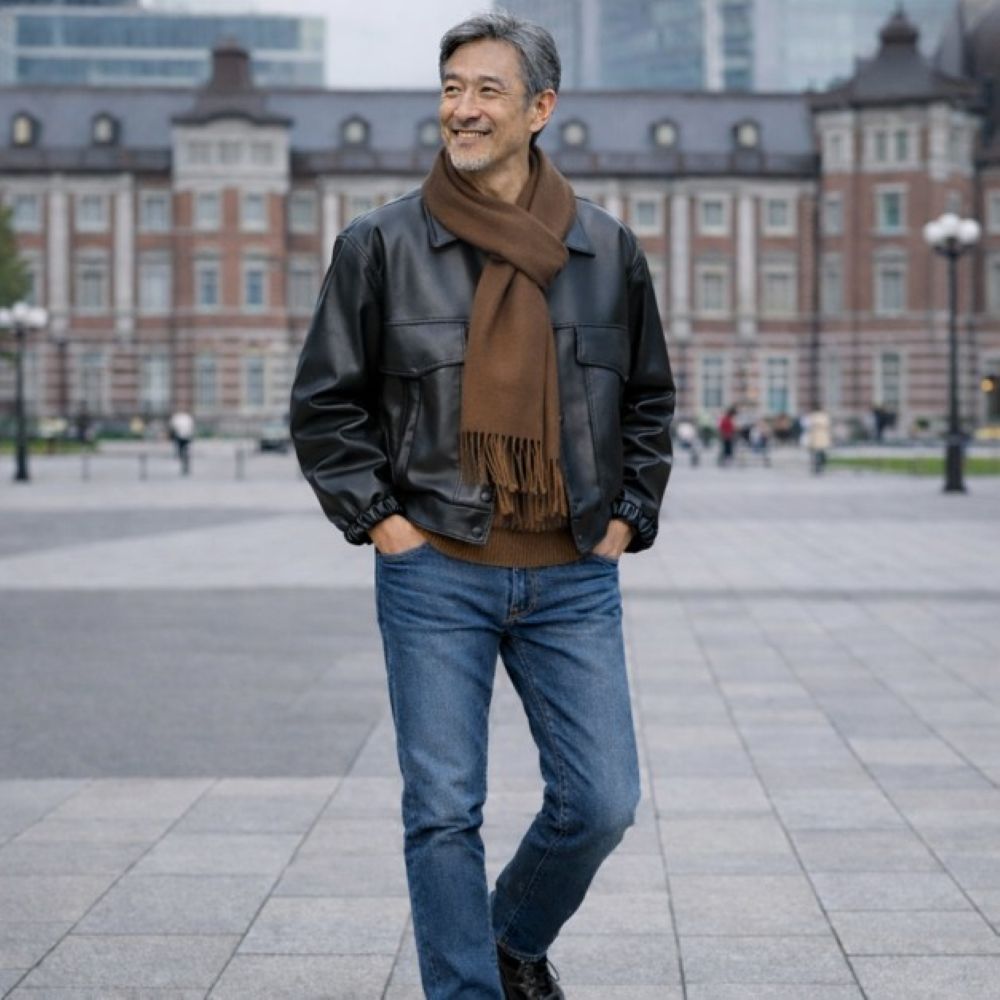 50代メンズファッション ショート丈 【PU革ジャケット 】