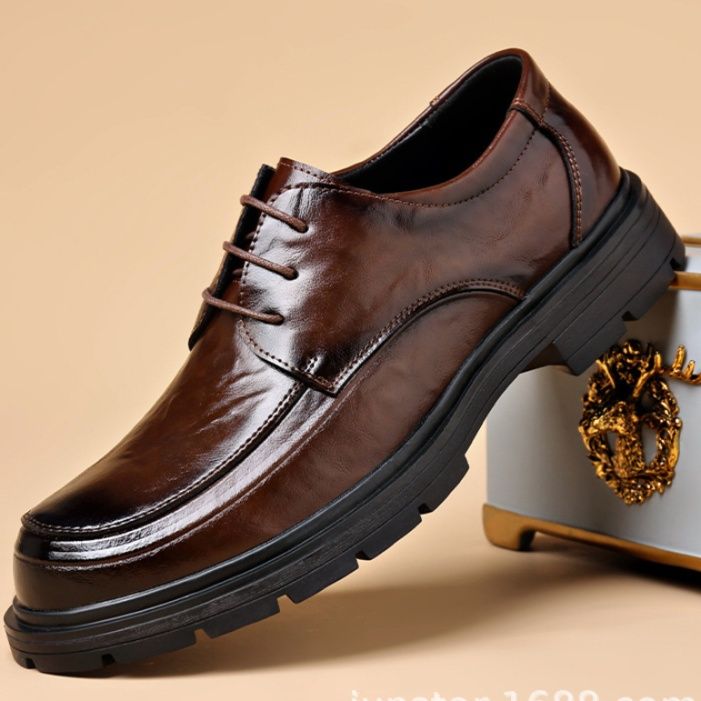 50代メンズファッション 牛革【厚底ビジネス革靴】