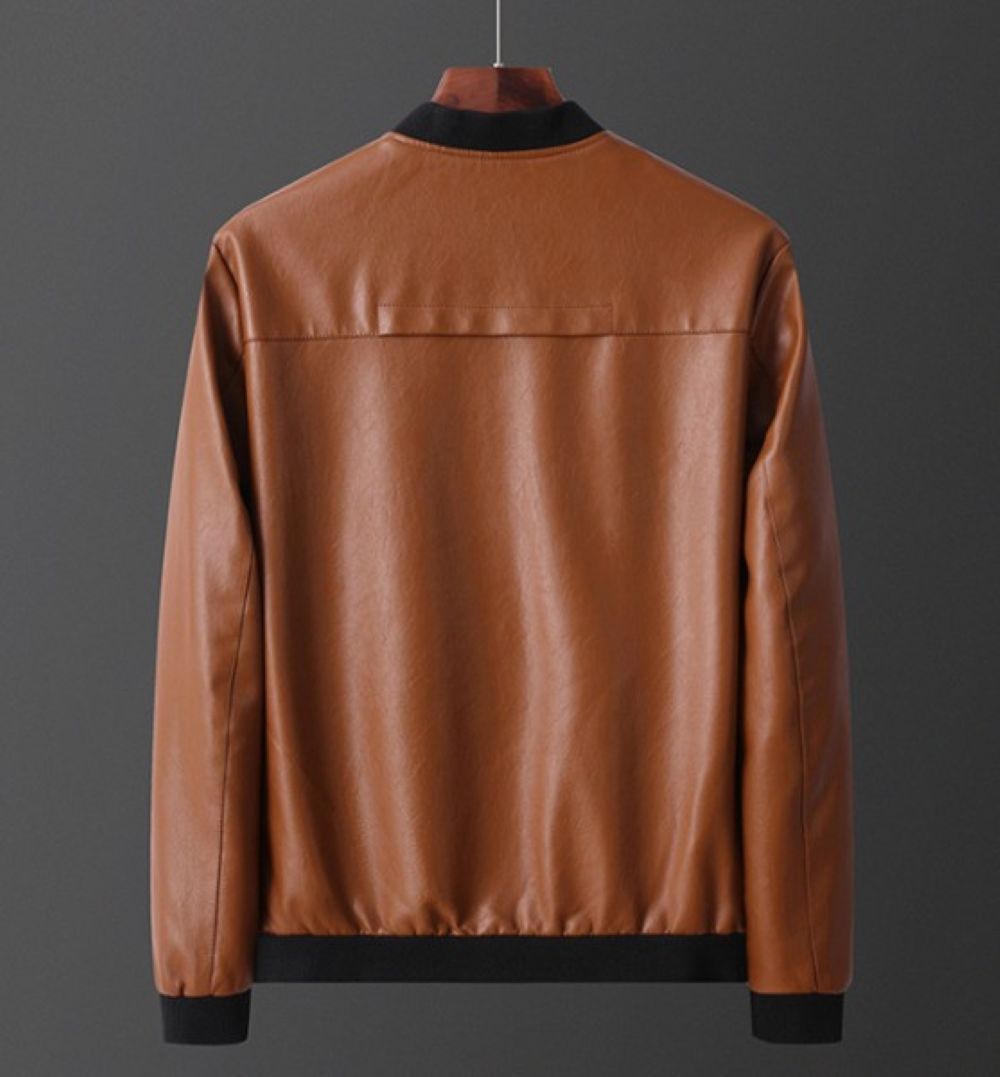 50代メンズファッション 　合成皮【革スタンドカラージャケット】3カラー