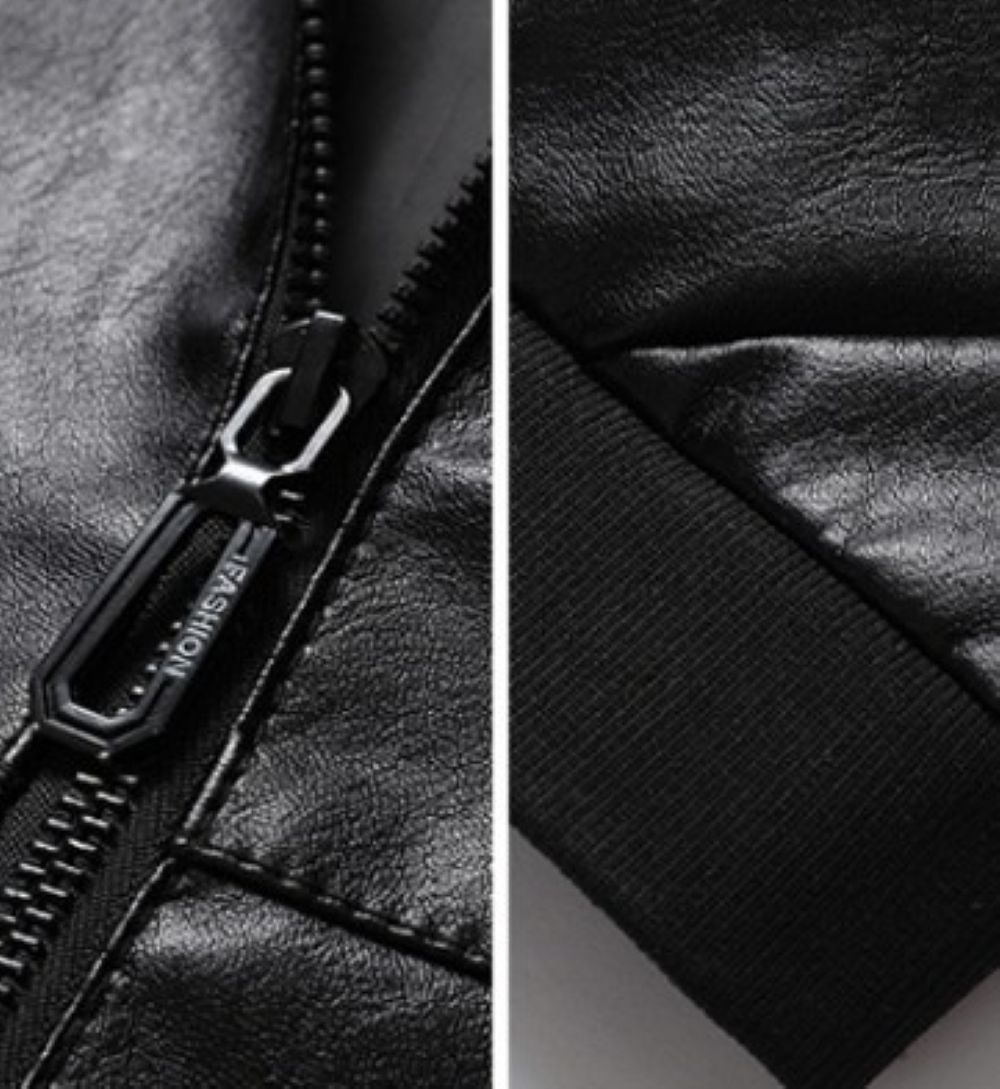 50代メンズファッション 　合成皮【革スタンドカラージャケット】3カラー