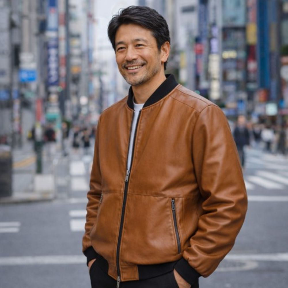 50代メンズファッション 　合成皮【革スタンドカラージャケット】3カラー