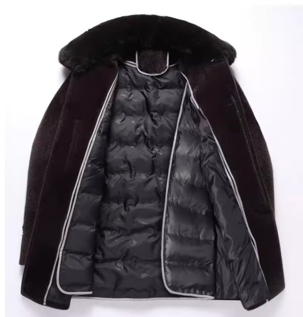 60代メンズファッション アウター もこもこファー襟付き 【ダブルウールコート】