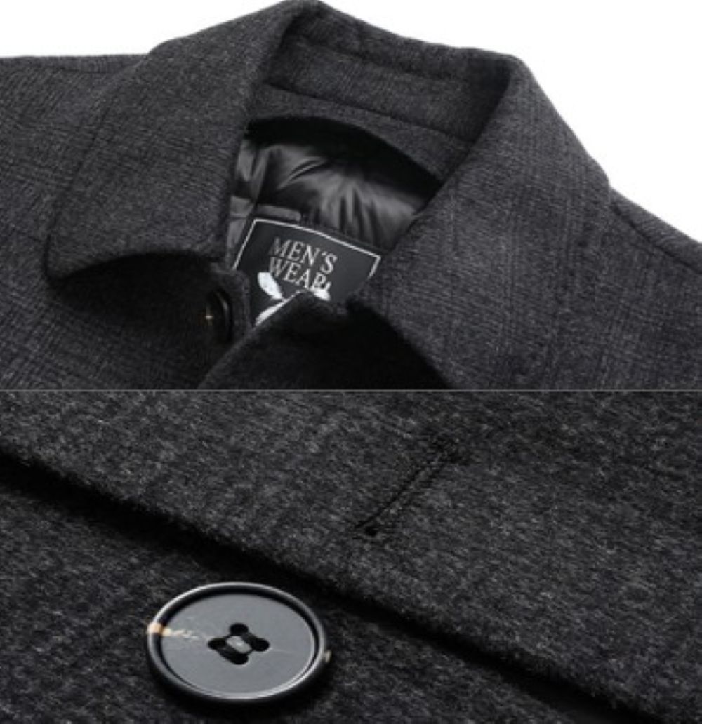 50代メンズファッション アウター　上質チェック柄中綿入り【ステンカラーコート】