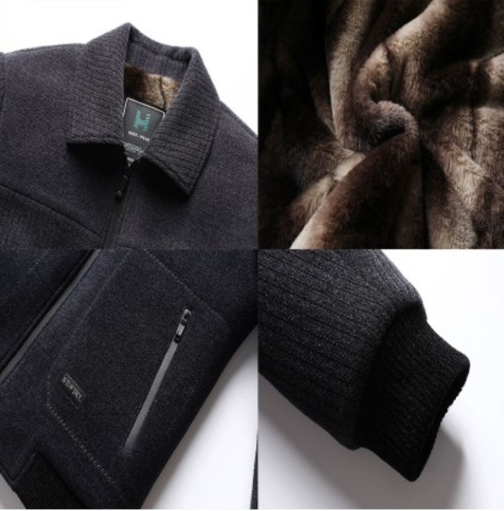 50代メンズファッション アウター 【裏ボア付き リブジャケット】大きめサイズ