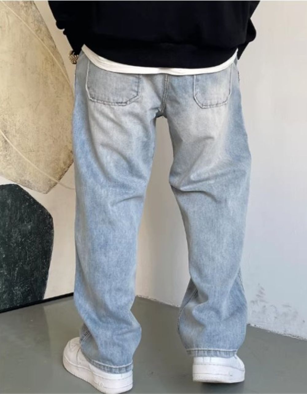 50代メンズファッション パンツ/ズボン ゆったりデニムワイドパンツ