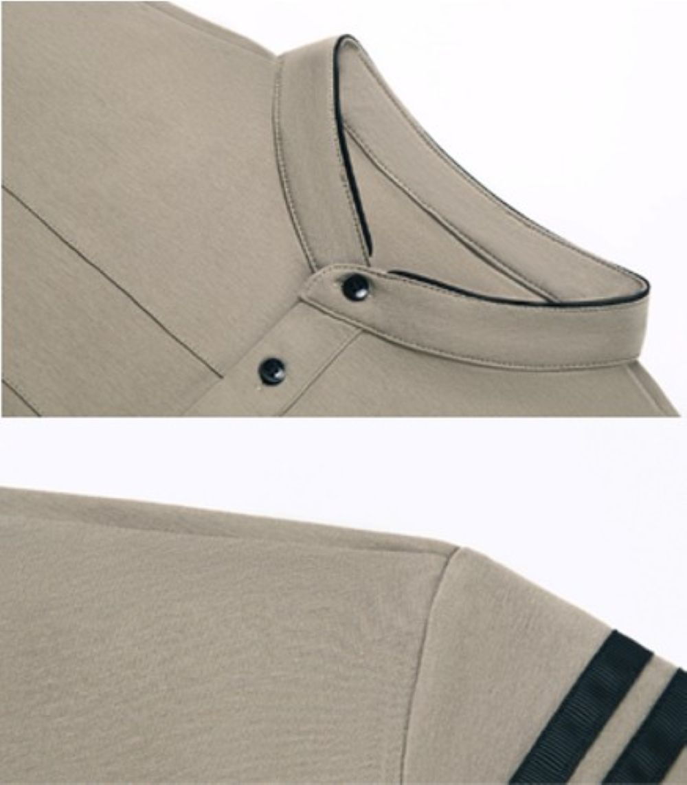 50代メンズファッション トップス スタンドカラー 【デザイン長袖ポロシャツ】