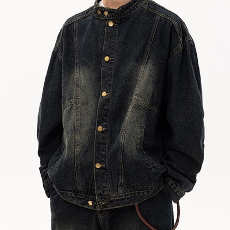 50代メンズファッション　スタンドカラー 【デニムブルゾン】