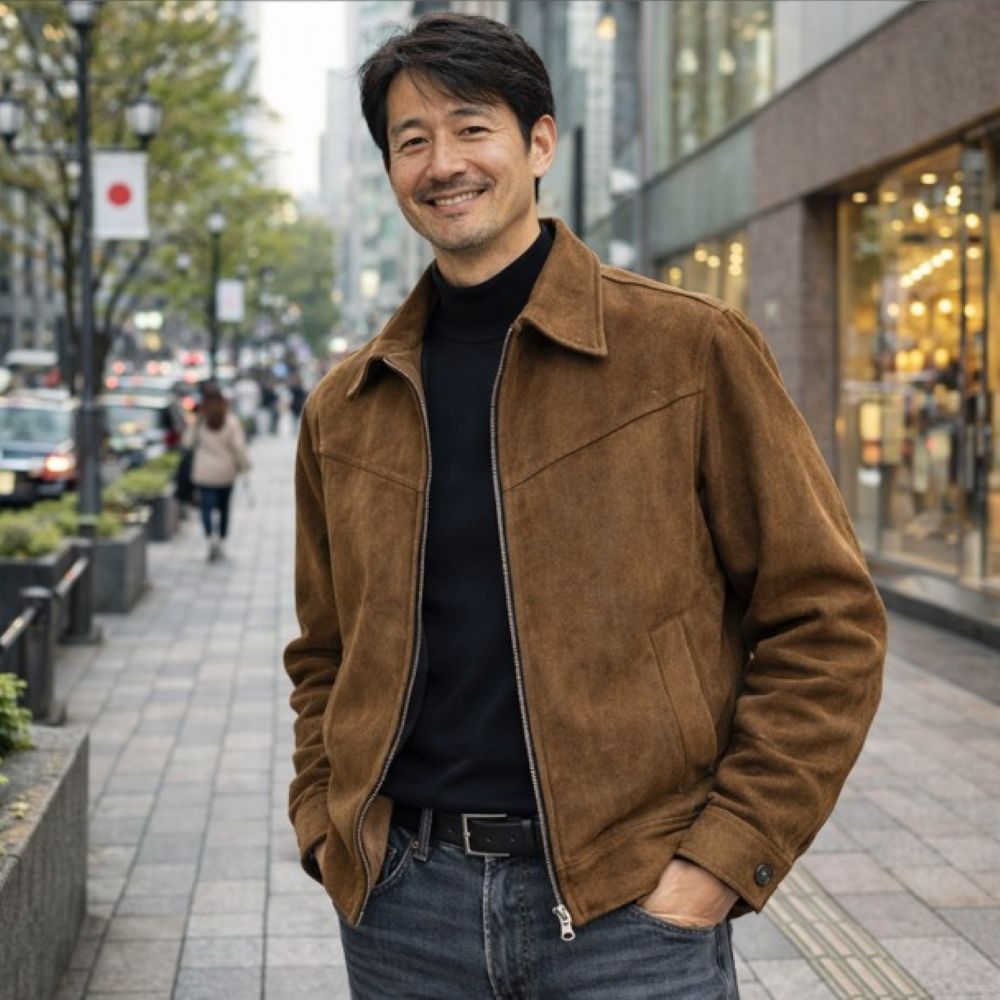50代メンズファッション 大人の風格漂う【スェード革基調ジャケット】