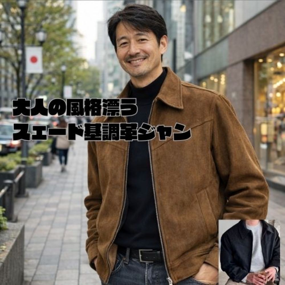 50代メンズファッション 大人の風格漂う【スェード革基調ジャケット】
