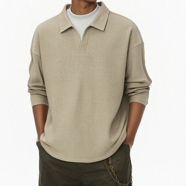 50代メンズファッション 【ビンテージ風襟付きニット】重ね着風