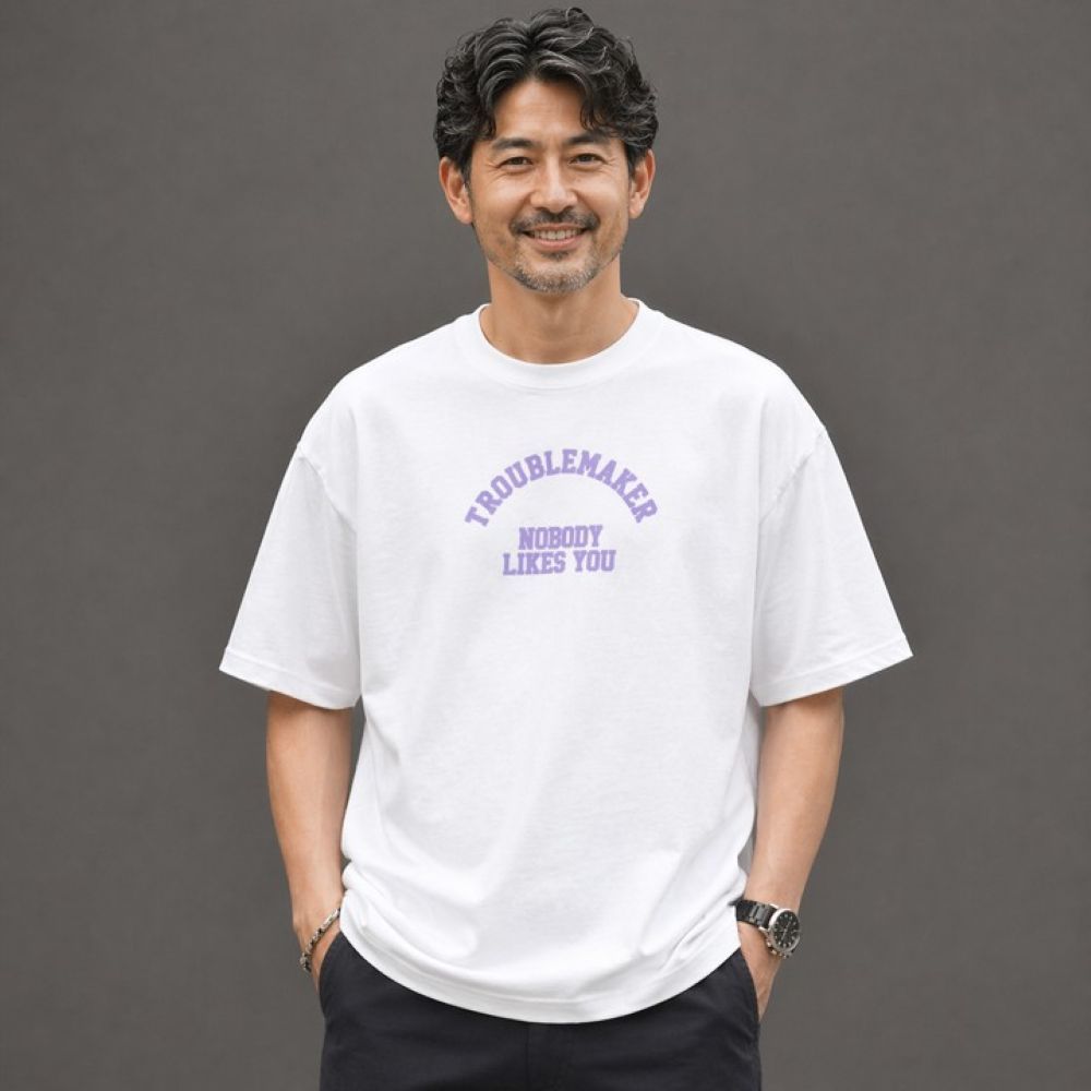 50代メンズファッション ゆったり着心地 【プリント大きめTシャツ】