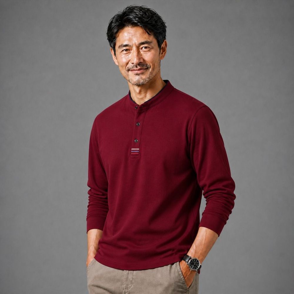 50代メンズファッション トップス スタンドカラー【ニットプルオーバー・シャツ】5カラー