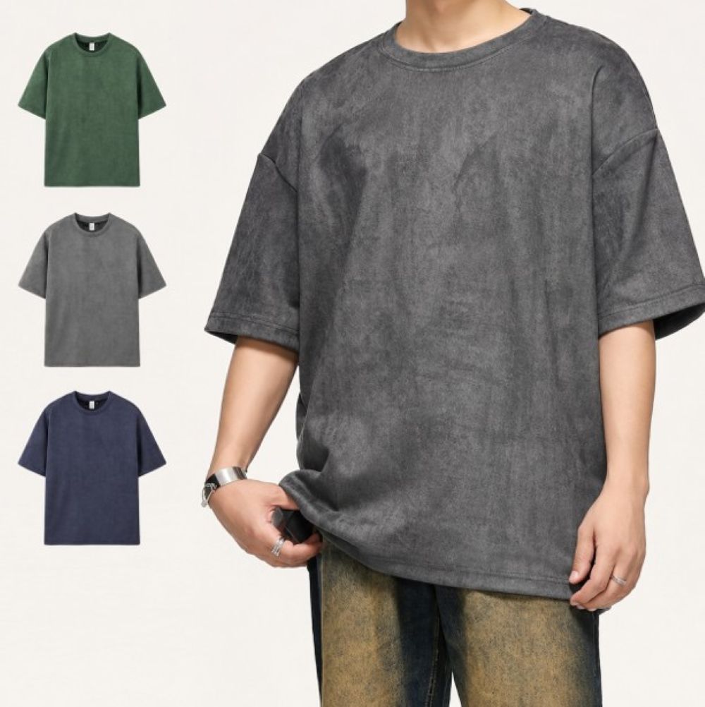 50代メンズファッション  【スエード素材Tシャツ】 3カラー