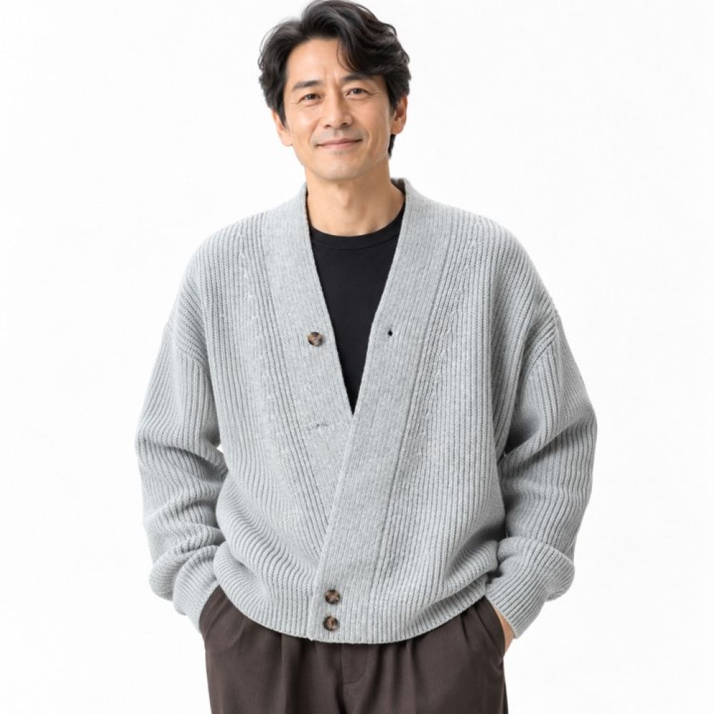 50代メンズファッション 【高級感ニットカーディガン】 全3色