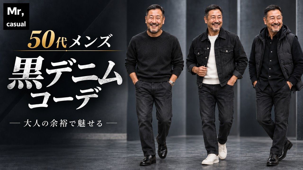 大人の余裕が魅力!50代メンズの黒デニムコーデ12選