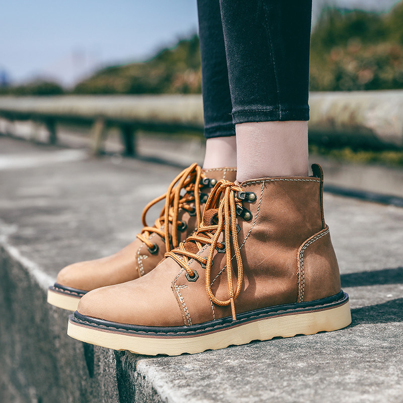 50代メンズファッション 本革レースアップ【厚底ワークブーツ】