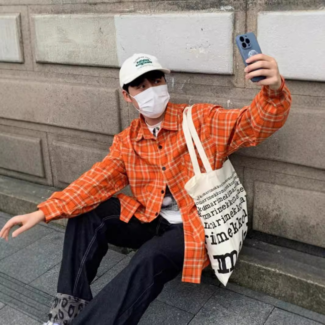 50代メンズファッション トップス ゆったりチェック柄シャツジャケット