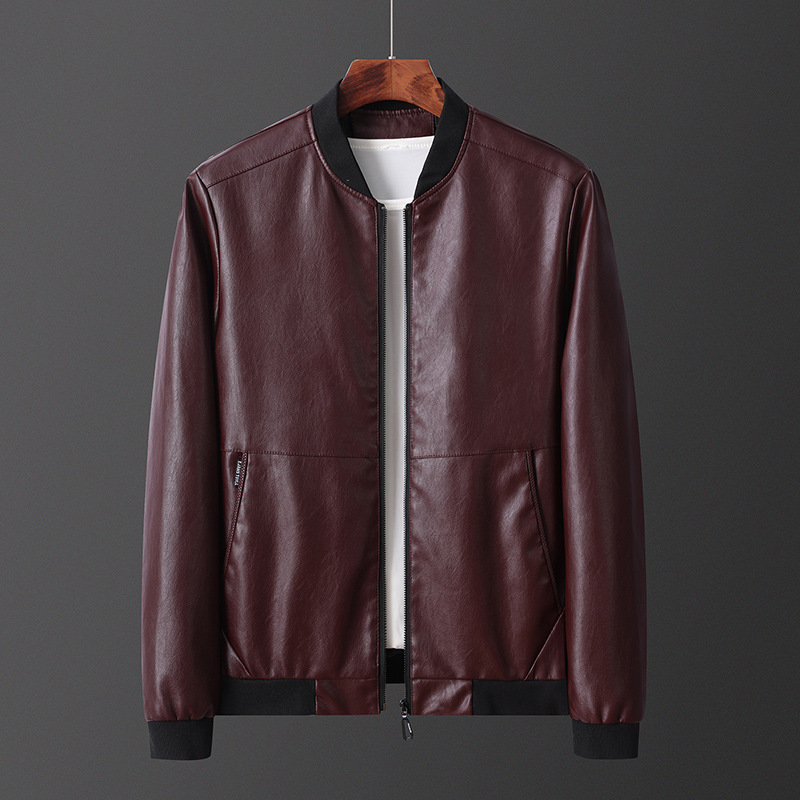 50代メンズファッション 　合成皮【革スタンドカラージャケット】3カラー