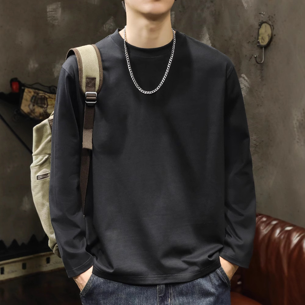 50代メンズファッション トップス シンプル無地ロングスリーブカットソー