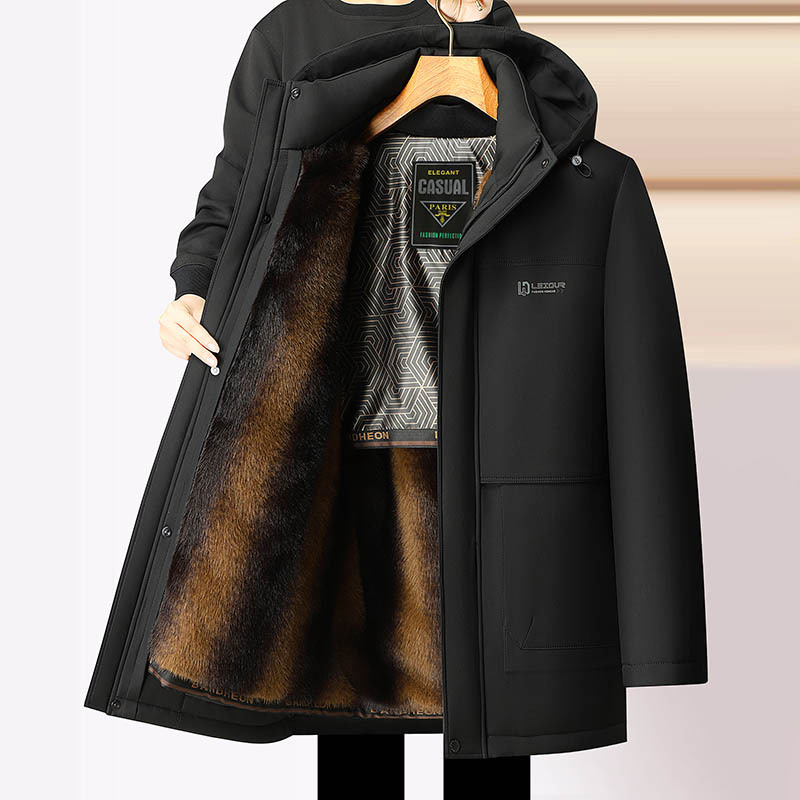 50代メンズファッション 裏ボア付き【防寒フード付きハーフコート】ビッグサイズ