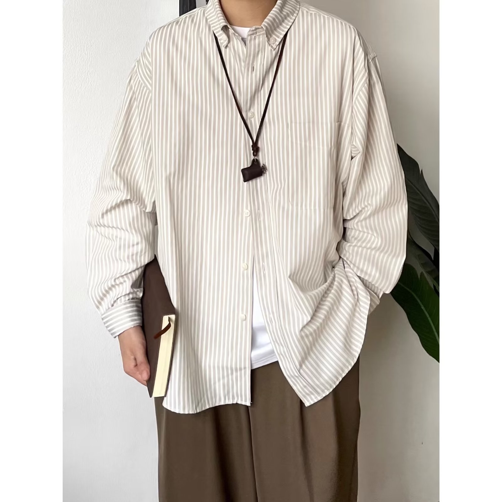 50代メンズファッション トップス ストライプ柄 スタンダードシャツ