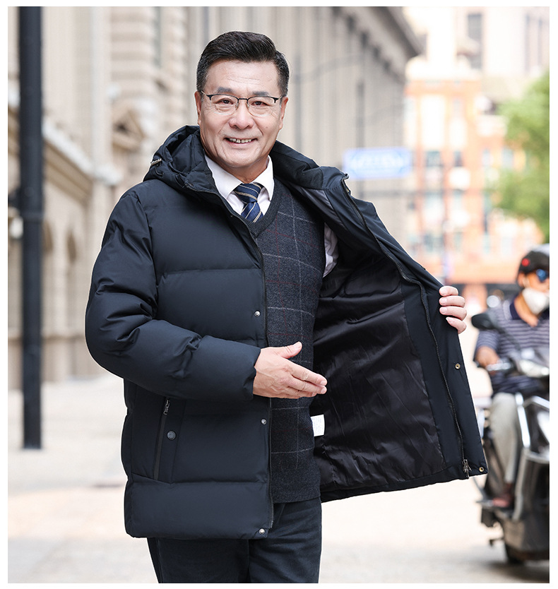 50代メンズファッション アウター 高級中綿入りフード付きダウンコート