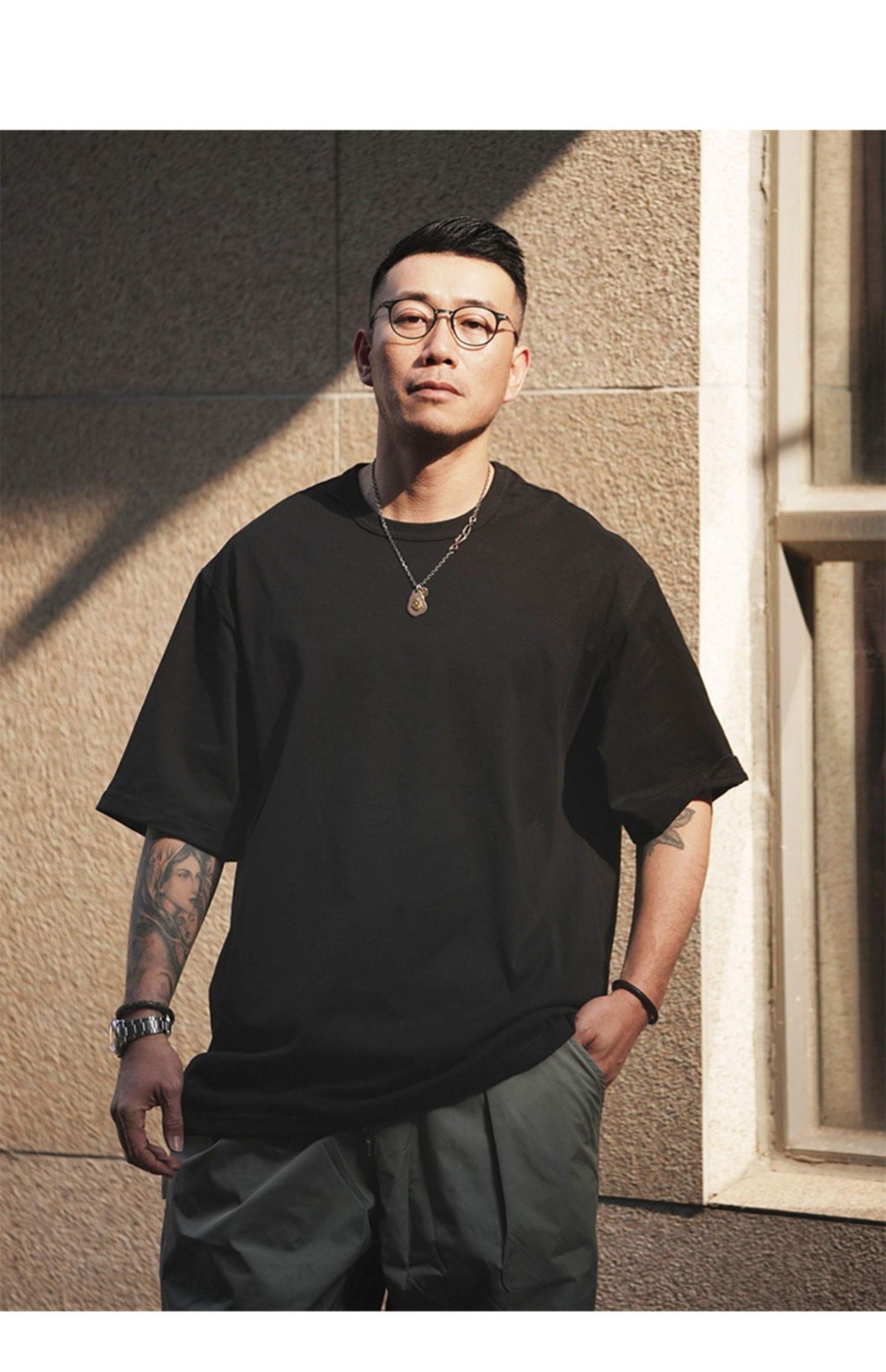 50代メンズファッション ゆとりシルエット贅沢コットン  【ワイドフィットTシャツ】