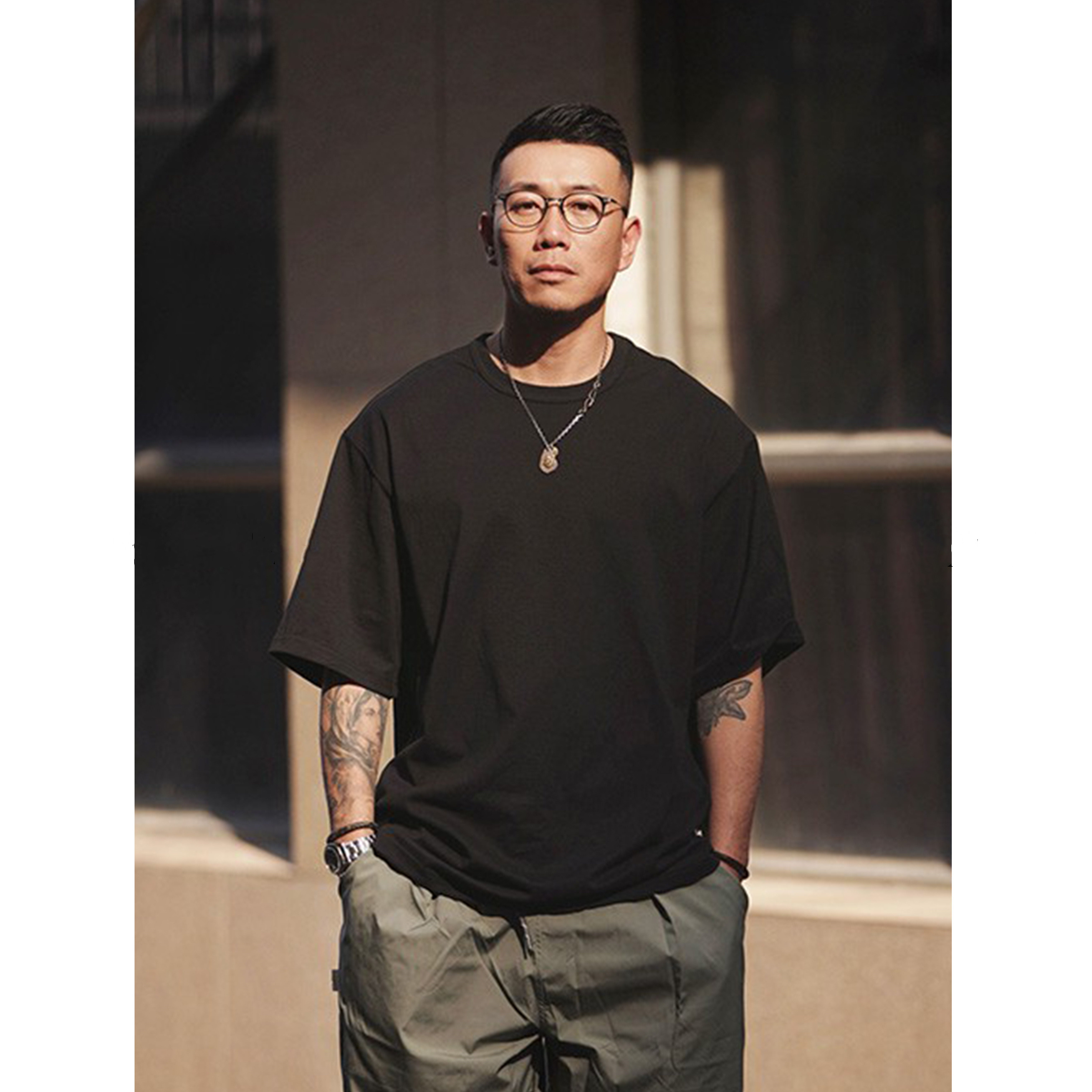 50代メンズファッション ゆとりシルエット贅沢コットン  【ワイドフィットTシャツ】