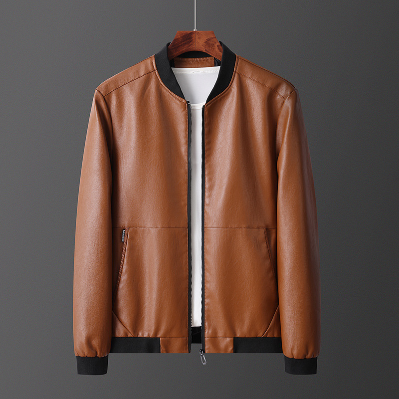 50代メンズファッション 　合成皮【革スタンドカラージャケット】3カラー