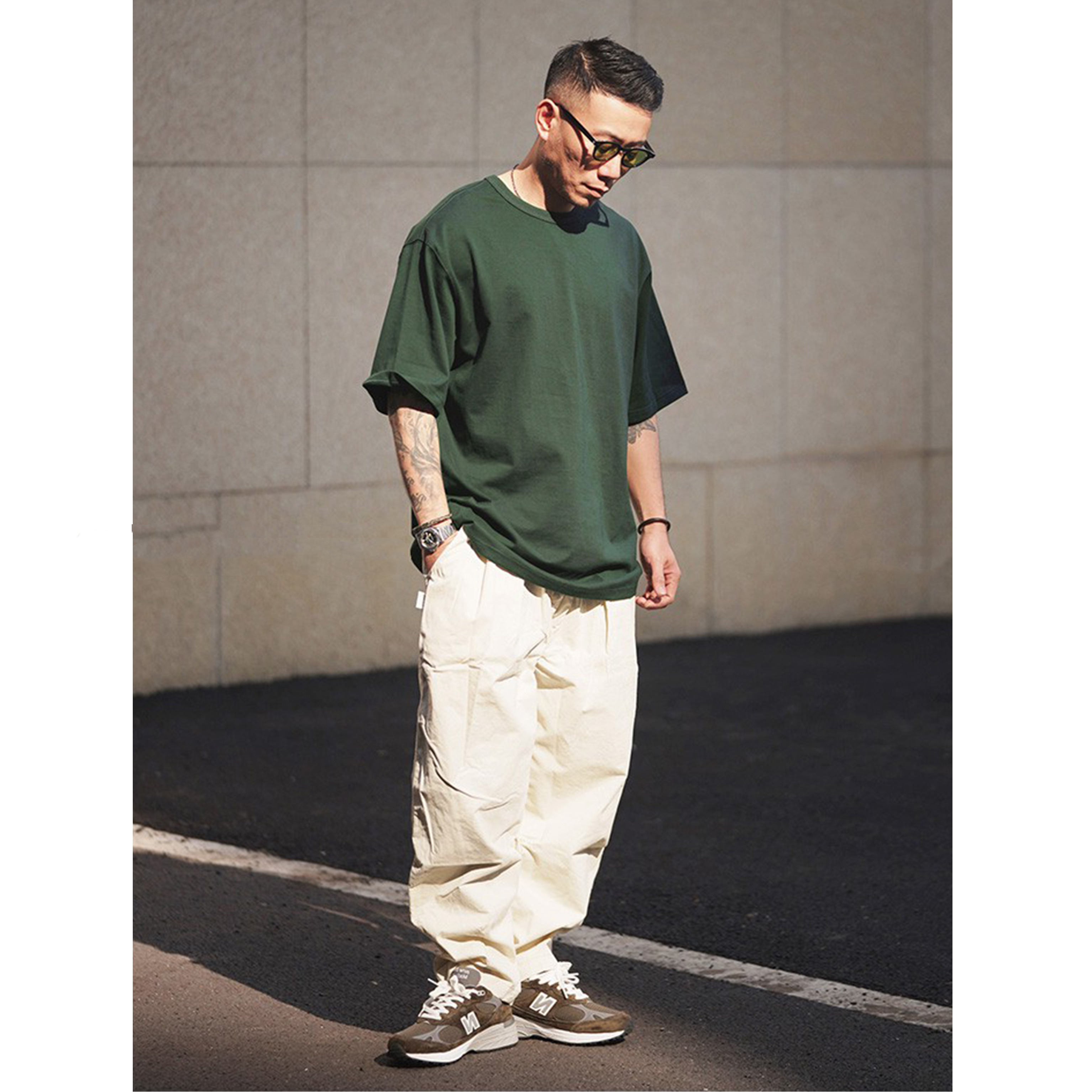 50代メンズファッション ゆとりシルエット贅沢コットン  【ワイドフィットTシャツ】
