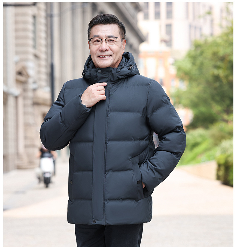 50代メンズファッション アウター 高級中綿入りフード付きダウンコート